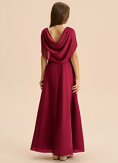 Azazie Lambie Junior Burgundy A-Line Pleated Chiffon Dress image1