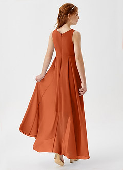 Azazie Lizette Junior Burnt Orange A-Line Pleated Chiffon Dress image2