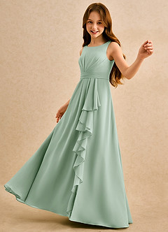 Azazie Chibi Girls Formal Flower Girl Dresses Agave A-Line Pleated Chiffon Dress image5