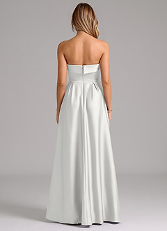 Azazie Lucienne Brudtärnklänningar Klä av A-Linje i Stretch Satin Axelbandslös Vit Konvertibel image7