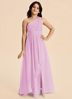 Azazie Skye Junior Candy Pink A-Line Pleated Chiffon Dress image4