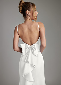 Azazie Zherra Bridesmaid Dresses White Mermaid Bow Stretch Satin Dress image7