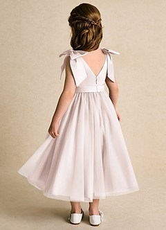 Azazie Serene Flower Girl Dresses Rose Petal Ball-Gown Bow Matte Satin Dress image3