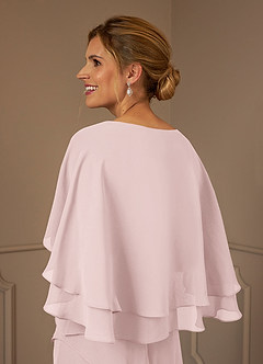 Azazie OHara Mère de la mariée Robes Robe Trapèze en Mousseline de soie Col V Rose Pâle image7