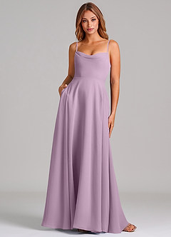 Azazie Elle Bridesmaid Dresses Wisteria A-Line Pleated Chiffon Dress image1
