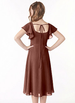 Azazie Bondi Junior Linia A Marszczony Szyfon Długość herbaty Młodsza druhna Sukienka image3