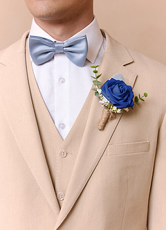 front Single Rose and Ecalyptus Boutonniere