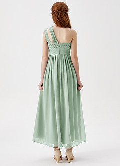 Azazie Anissa Junior Agave A-Line Pleated Chiffon Dress image2