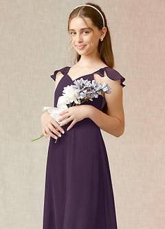 Azazie Everett Junior Plum A-Line Chiffon Dress image6