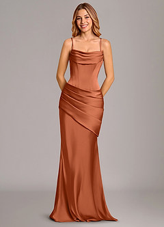 Azazie Pelagia Bridesmaid Dresses Cedar Rose Mermaid Corset Stretch Satin Convertible Dress image6