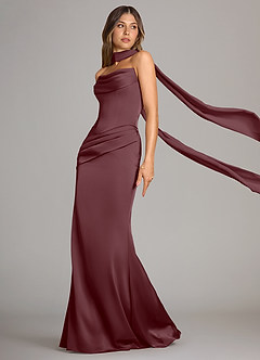 Azazie Sorrel Bridesmaid Dresses Sangria Mermaid Strapless Stretch Satin Convertible Dress image4