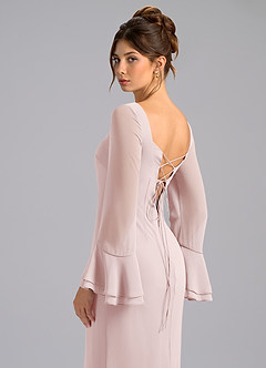 Azazie Leone Bridesmaid Dresses Blushing Pink Mermaid Corset Chiffon Dress image2