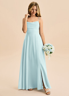 Azazie Bear Junior Sea Glass A-Line Pleated Chiffon Dress image3