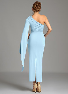 Azazie Jana Robes de demoiselle d'honneur Robe Fourreau en Jersey extensible de qualité supérieure Manche longue Bleu Ciel image2