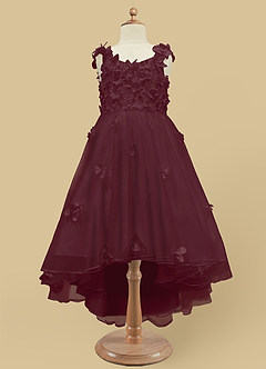 Azazie Ceres Flower Girl Dresses Cabernet Ball-Gown Lace Tulle Dress image6