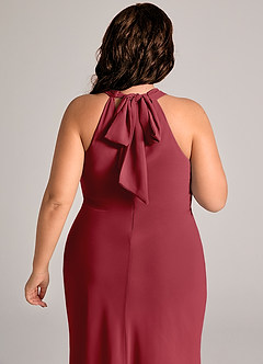 Azazie Doretta Bridesmaid Dresses Pomegranate Mermaid Pleated Chiffon Dress image12
