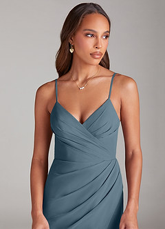 Azazie Maci Bridesmaid Dresses Twilight Sheath Pleated Chiffon Dress image5