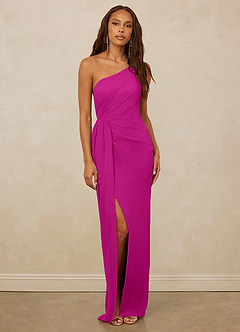 Christian Siriano Bridal for Azazie 1003 Bridesmaid Dresses Fuchsia Sheath One Shoulder Chiffon Dress image1