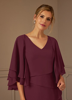 Azazie OHara vestidos de madre de la novia Vestido de Cabernet de Gasa de Corte En A con Cuello en V image6