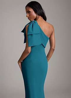 Azazie Yuanna Bridesmaid Dresses Ink Blue Mermaid One Shoulder Chiffon Dress image7