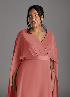 Azazie Isa Mère de la mariée Robes Robe Trapèze en Mousseline de soie Col V plissé Antique Rose image11