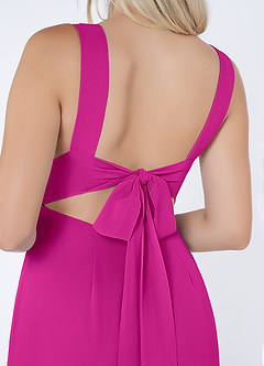 Azazie Christiana Vestidos de damas de honor Vestido de Fucsia de Gasa de Corte en A con Cuello en V plisado image6