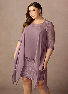 Azazie Flo Abiti per la Madre della Sposa Abito A-Line in Chiffon Pizzo Rosa Polverosa image11
