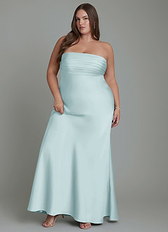 Azazie Saylor Bridesmaid Dresses Mist Mermaid Strapless Stretch Satin Dress image11