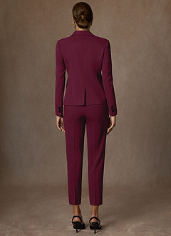 front Whitney Bourgondië Gestructureerd stretch cropped broekpak