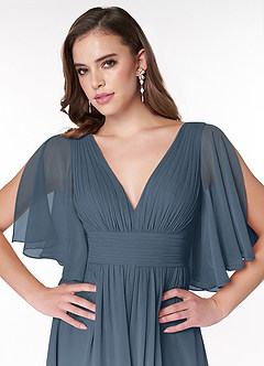Azazie Temeka Bridesmaid Dresses Neptune A-Line Ruched Chiffon Dress image6