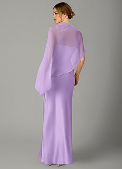 Azazie Jaleesa Robes de demoiselle d'honneur Robe Fourreau en Satin extensible Col haut Lilas image6