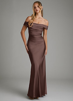Azazie Hayden Bridesmaid Dresses Ganache Mermaid Corset Stretch Satin Dress image5