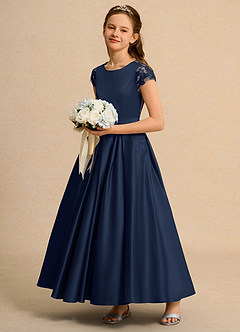 Azazie Bunny Junior Formal Blumenmädchenkleider Ballkleid Spitze Kleid Dunkelmarine image6