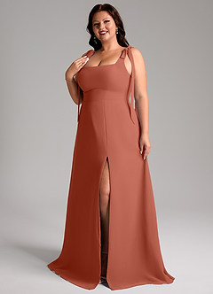 Azazie Debra Bridesmaid Dresses Clay A-Line with Pockets Chiffon Convertible Dress image11