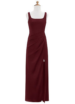 Azazie Mero Junior Cabernet Mermaid Pleated Stretch Satin Dress image6