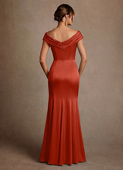 Azazie Aberdeen vestidos de madre de la novia Vestido de Óxido de Satén Elástico de Corte Recto con Plisado image2