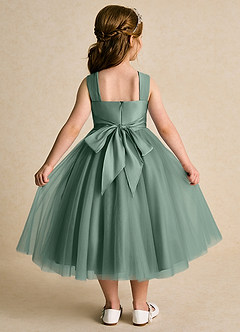 Azazie Dovey Flower Girl Dresses Eucalyptus Ball-Gown Bow Tulle Dress image3