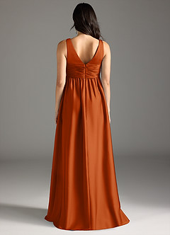 Azazie Yetta Maternity Bridesmaid Dresses A-Line Pleated Stretch Satin Floor-Length Dress image7