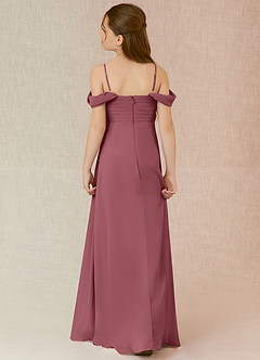 Azazie Kaitlynn Junior Desert Rose A-Line Off the Shoulder Chiffon Dress image2