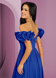 Barbie ♥ Azazie Jurken voor bruidsmeisjes Converteerbaar Jurk van Chiffon met A-Lijn Off the Shoulder Koningsblauw image20