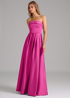 Azazie Lucienne Brautjungfernkleider Wandelbar A-Linie Schulterfrei Stretch-Satin Kleid Fuchsia image6