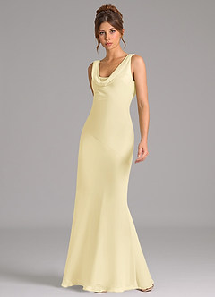 Azazie Rylina Bridesmaid Dresses Lemon Sorbet Mermaid Pleated Chiffon Dress image3