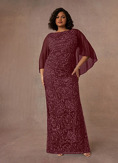 Azazie Collins vestidos de madre de la novia Vestido de Cabernet de Encaje de Recto image7