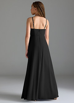 Azazie Moira Junior A-Linie mit Taschen Chiffon Kleid Schwarz image5
