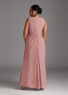 Azazie Manuella Final Sale Cabernet A-Line V-Neck Pleated Chiffon Dress image14