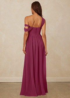 Christian Siriano Bridal for Azazie 1014 Bridesmaid Dresses Mulberry A-Line Off the Shoulder Chiffon Dress image3