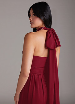 Azazie Lamara Bridesmaid Dresses Burgundy Off the Shoulder Chiffon Convertible Jumpsuit image11
