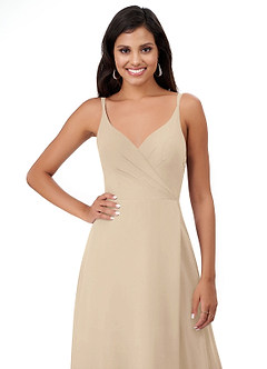 Azazie Lennon Bridesmaid Dresses Champagne A-Line Lace Chiffon Dress image6