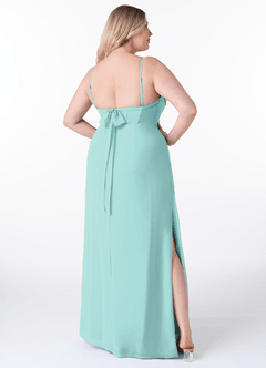 Azazie Mai Brautjungfernkleider Etui Plissee Chiffon Kleid Aqua image9