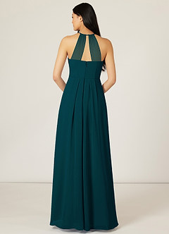 Azazie Sarah Bridesmaid Dresses Pine Empire Pleated Chiffon Dress image2